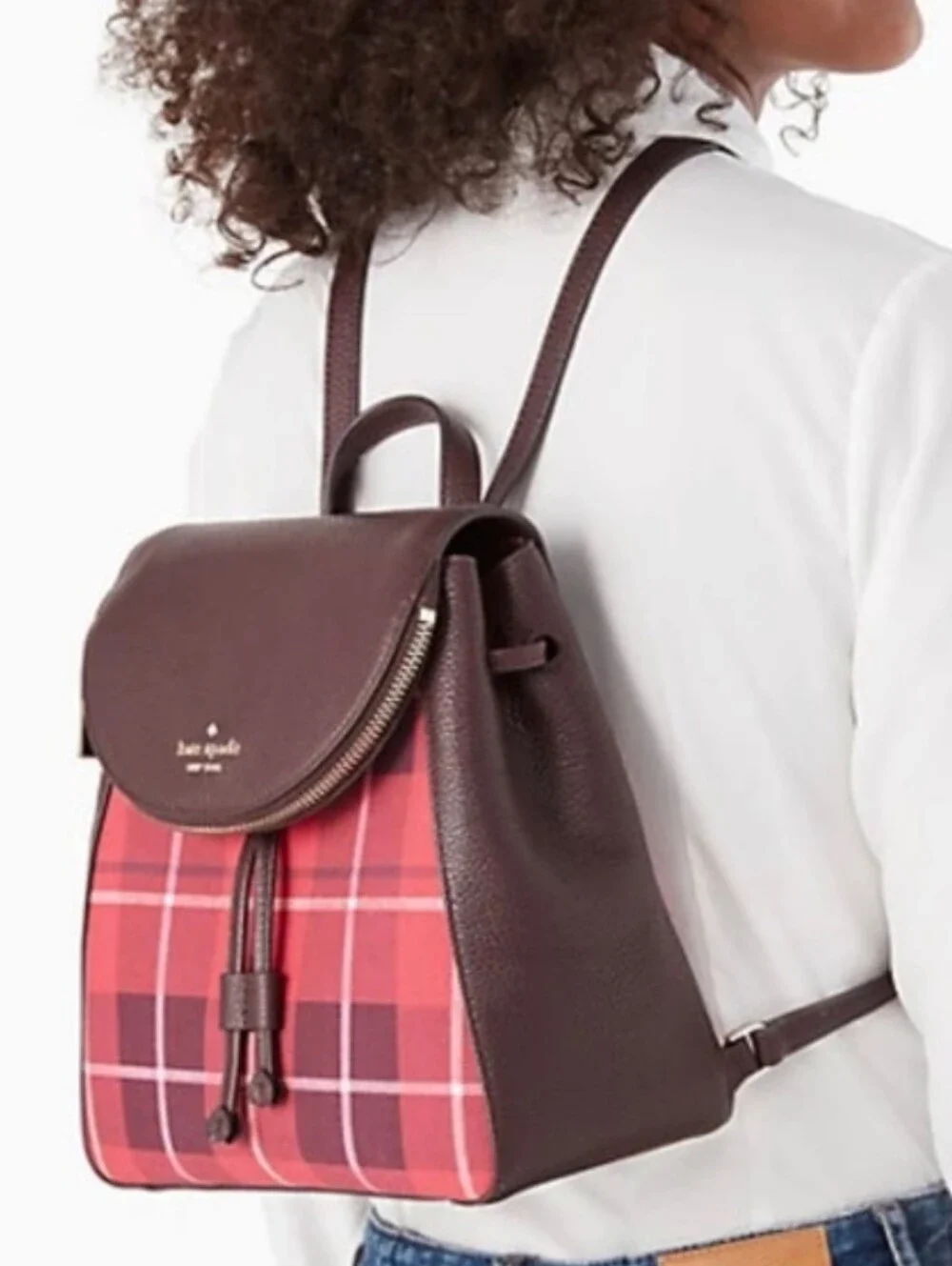 Kate Spade Leila Plaid Medium Flap Backpack